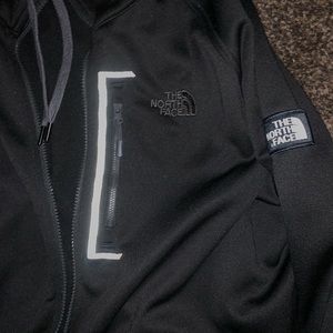 Black north face hoodie zipper sweater